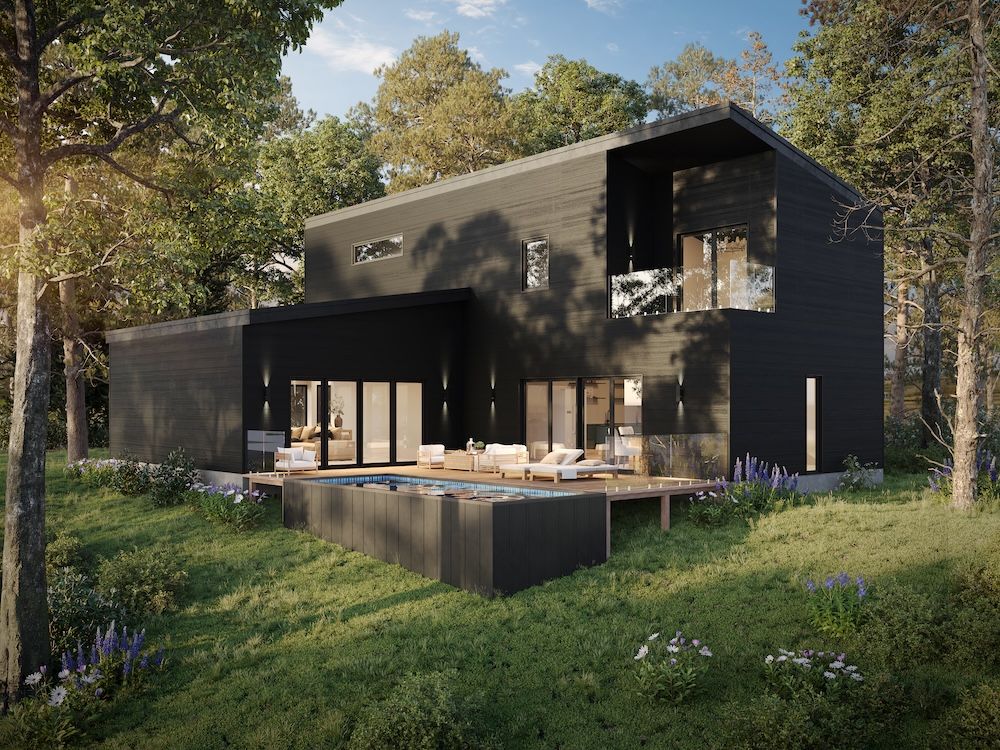 Rendering of Oak Hollow with a rear terrace